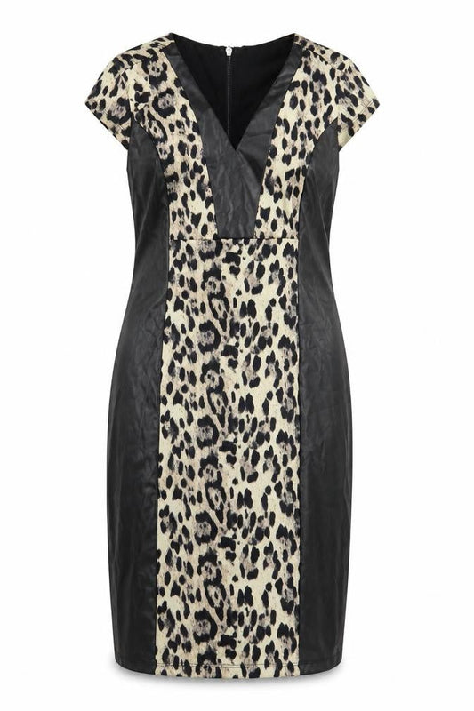 Definitions Womens Black Animal Print  Pencil Dress  Size 12