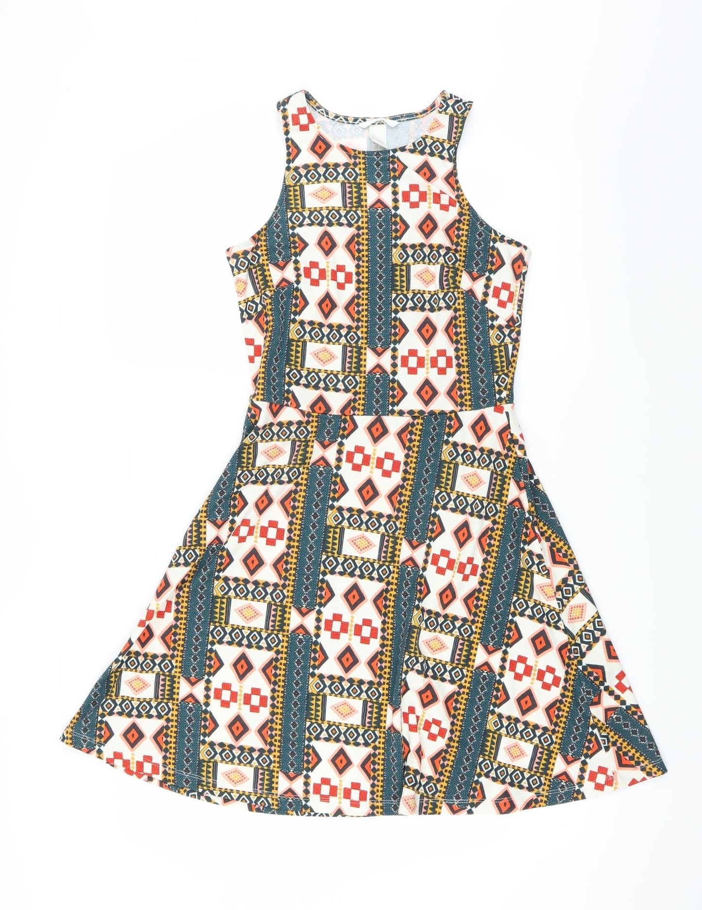 H&M Womens Multicoloured Geometric  Skater Dress  Size S