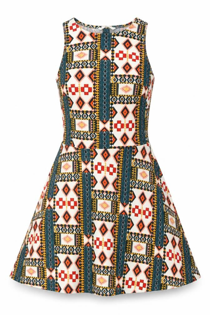 H&M Womens Multicoloured Geometric  Skater Dress  Size S
