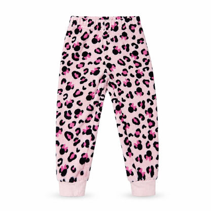 Front view of Disney girls’ pink solid pyjama pants, size 4, years - minnie mouse