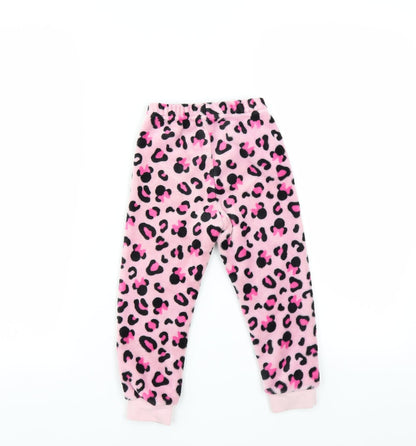 Back view of Disney girls’ pink solid pyjama pants, size 4, years - minnie mouse