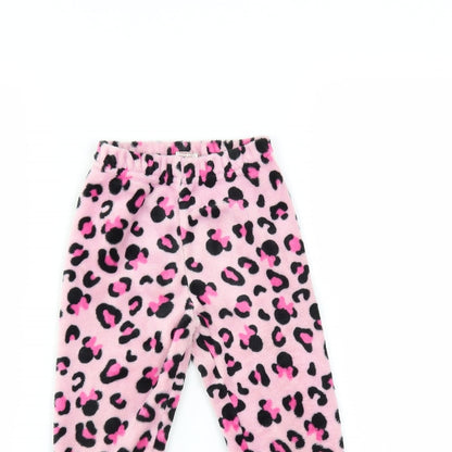 Close-up detail of Disney girls’ pink solid pyjama pants, size 4, years - minnie mouse