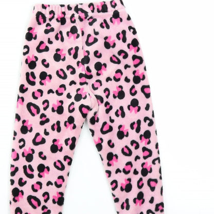 Brand and care label for Disney girls’ pink solid pyjama pants, size 4, years - minnie mouse