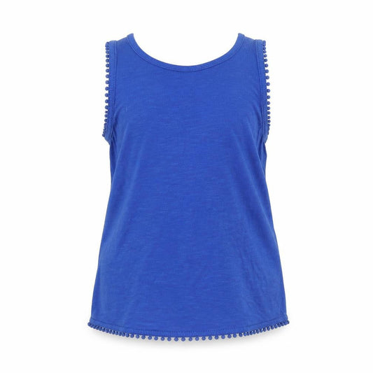 Front view of pepperts! girls’ blue basic tank, size 8-9, years