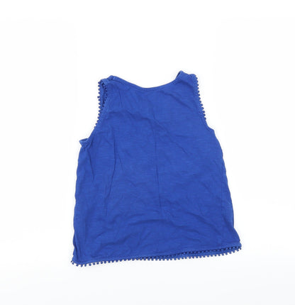 Back view of pepperts! girls’ blue basic tank, size 8-9, years