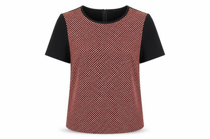 Front view of Marks & Spencer women’s black geometric basic blouse, size UK 12