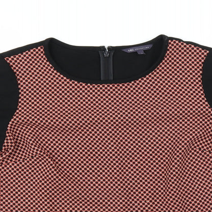 Close-up detail of Marks & Spencer women’s black geometric basic blouse, size UK 12