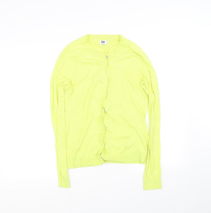 Additional front view of John Lewis women’s yellow cardigan jumper, size UK 8
