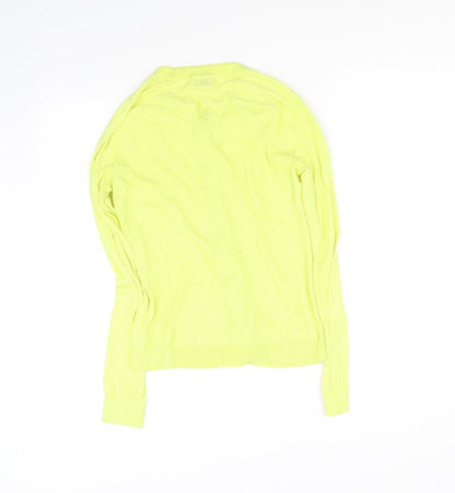 Back view of John Lewis women’s yellow cardigan jumper, size UK 8