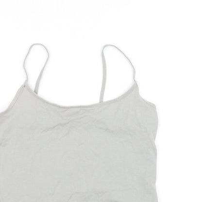 Close-up detail of Next women’s grey basic tank, size UK 12