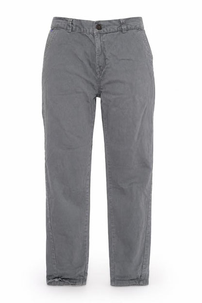 Front view of F&F women’s grey trousers, size M, 30-inch leg