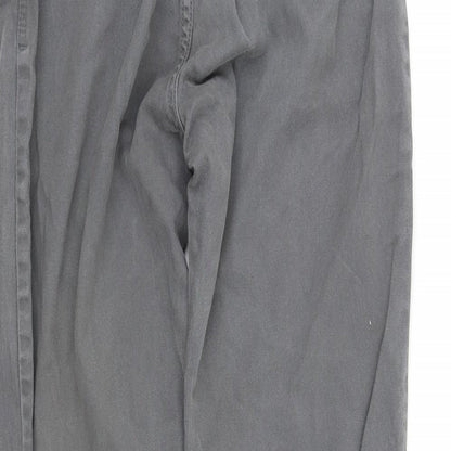 Brand and care label for F&F women’s grey trousers, size M, 30-inch leg