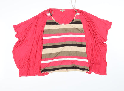 Additional front view of Soon women’s red basic t-shirt, size UK 14