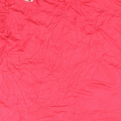 Brand and care label for Soon women’s red basic t-shirt, size UK 14