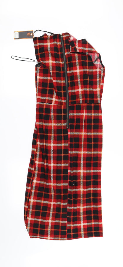 Preloved qed london Womens Orange Check  Fit & Flare  Size S - Back