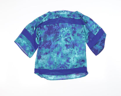 Additional front view of Per Una women’s blue basic blouse, size UK 10