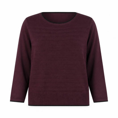 Front view of rprinciples women’s purple jumper, size UK 16