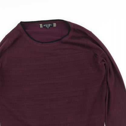 Close-up detail of rprinciples women’s purple jumper, size UK 16