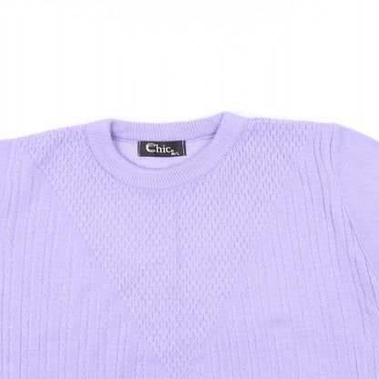 Close-up detail of CHIC women’s purple jumper, size M