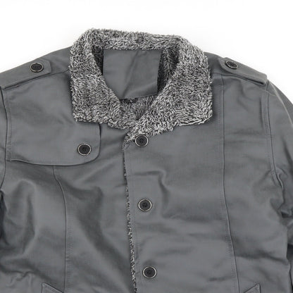 Close-up detail of Preworn women’s grey jacket, size L