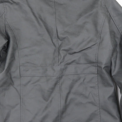 Brand and care label for Preworn women’s grey jacket, size L