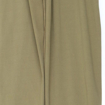 Brand and care label for H&M women’s brown trousers, size L, 28-inch leg