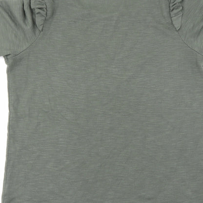 Brand and care label for Papaya women’s green basic t-shirt, size UK 10