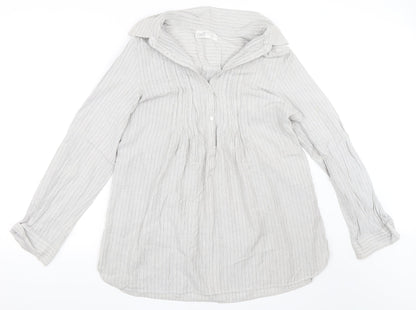Additional front view of Internationale women’s silver shirt dress, size UK 14