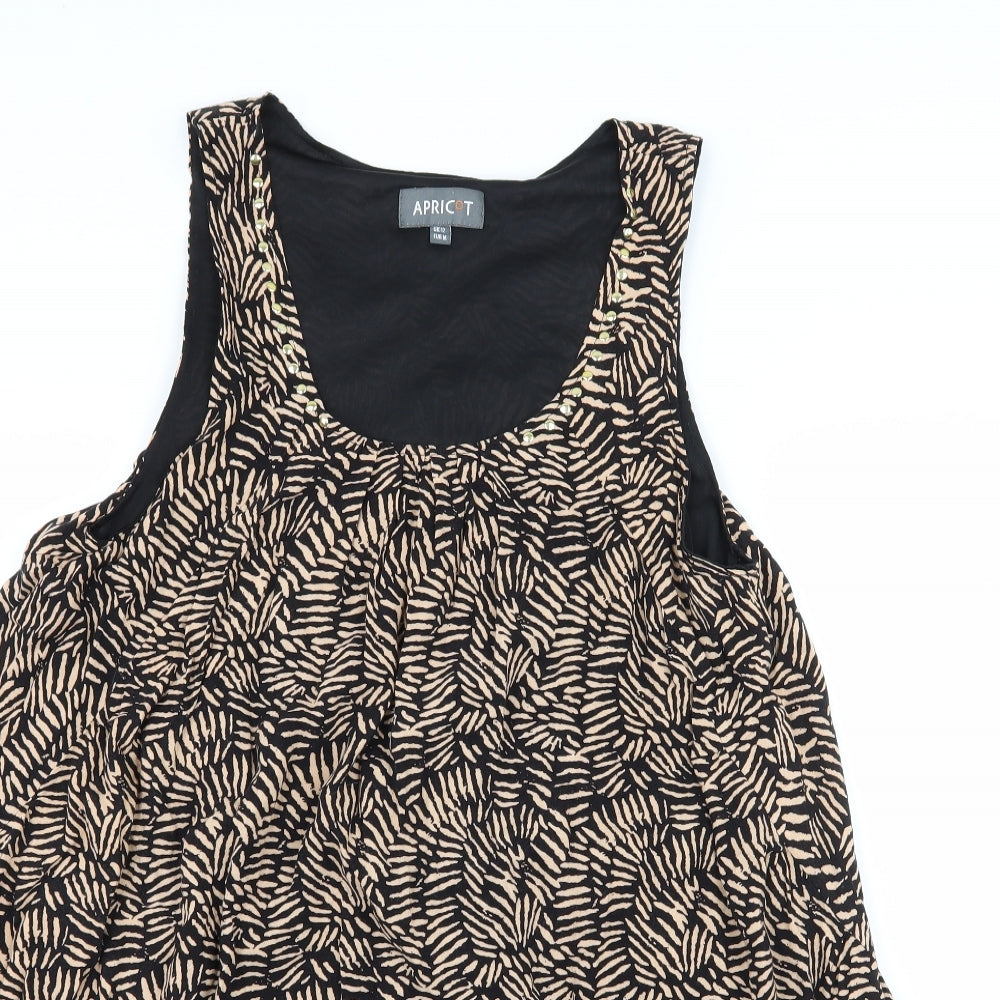 Apricot Womens Brown Geometric  Basic Blouse Size 12