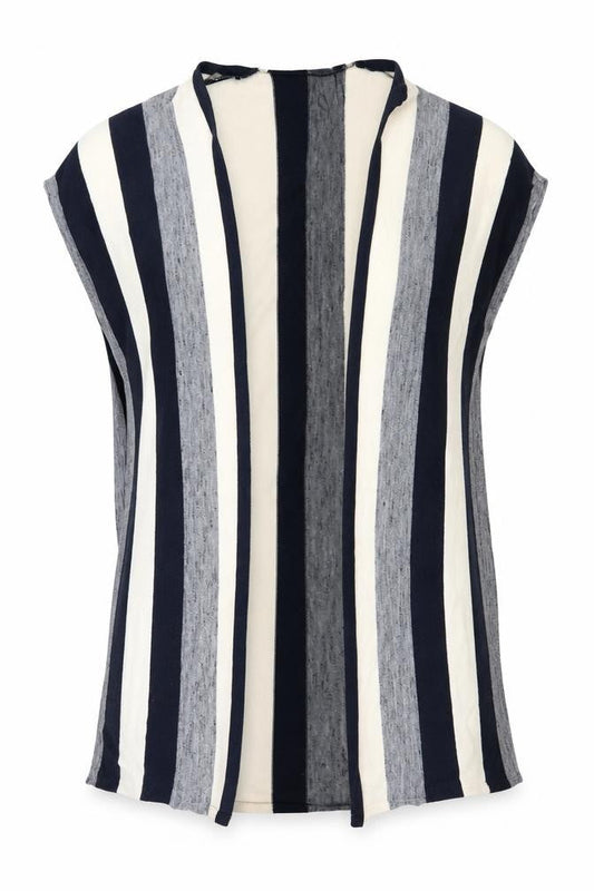 Front view of Papaya women’s multicoloured striped knit cardigan jumper, size S