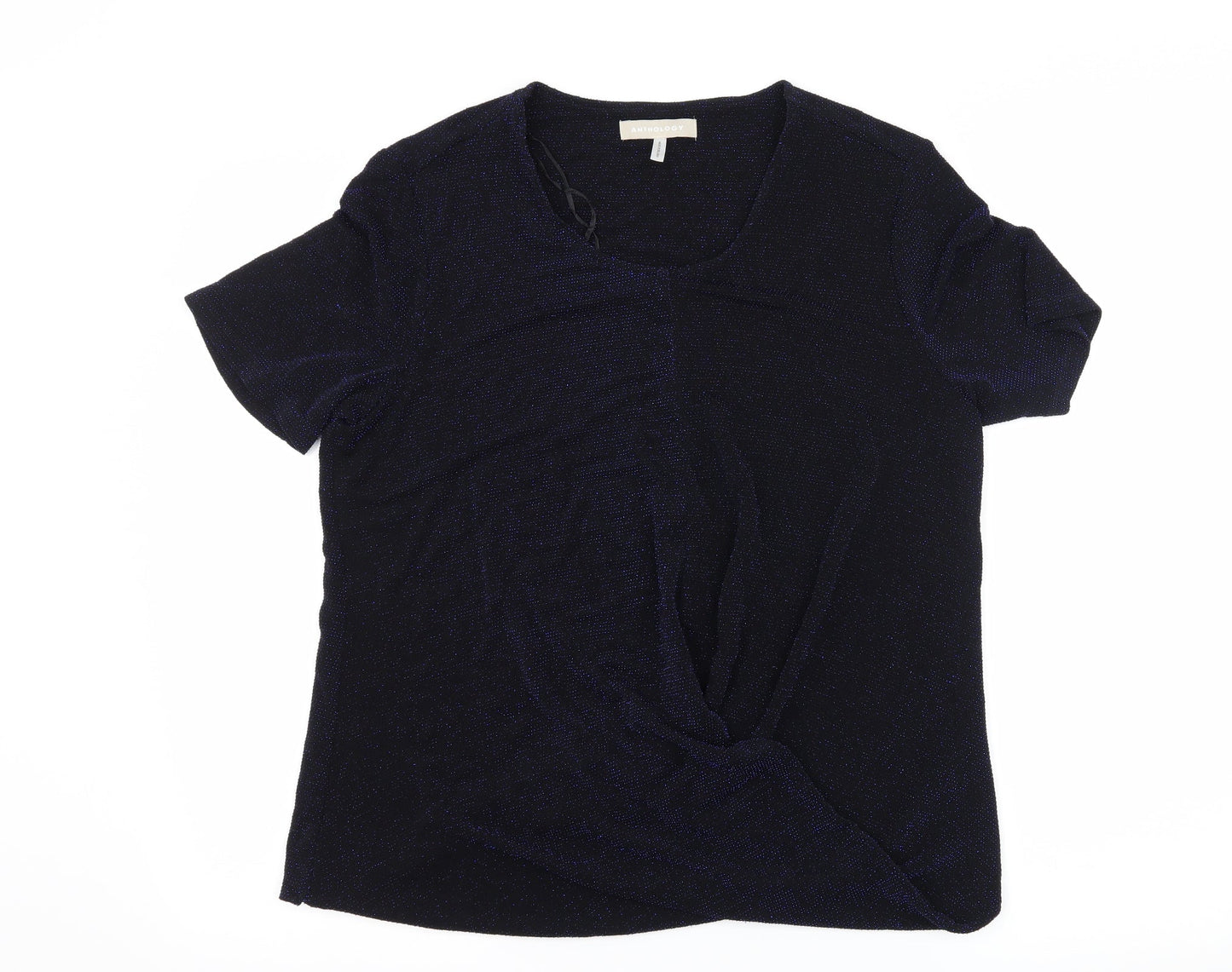 Anothology Womens Blue   Basic T-Shirt Size 16  - Blue Glitter