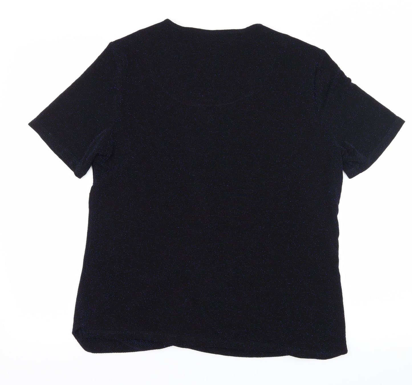 Anothology Womens Blue   Basic T-Shirt Size 16  - Blue Glitter