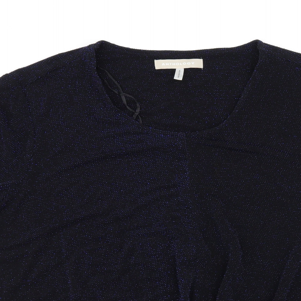 Anothology Womens Blue   Basic T-Shirt Size 16  - Blue Glitter