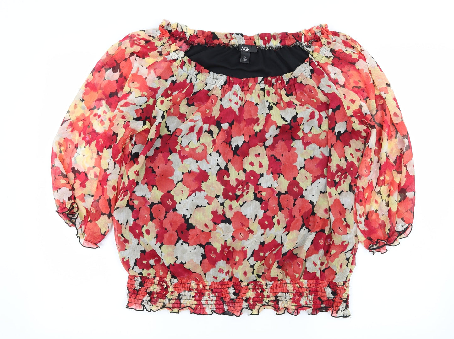 AGB Womens Multicoloured Floral  Basic Blouse Size L