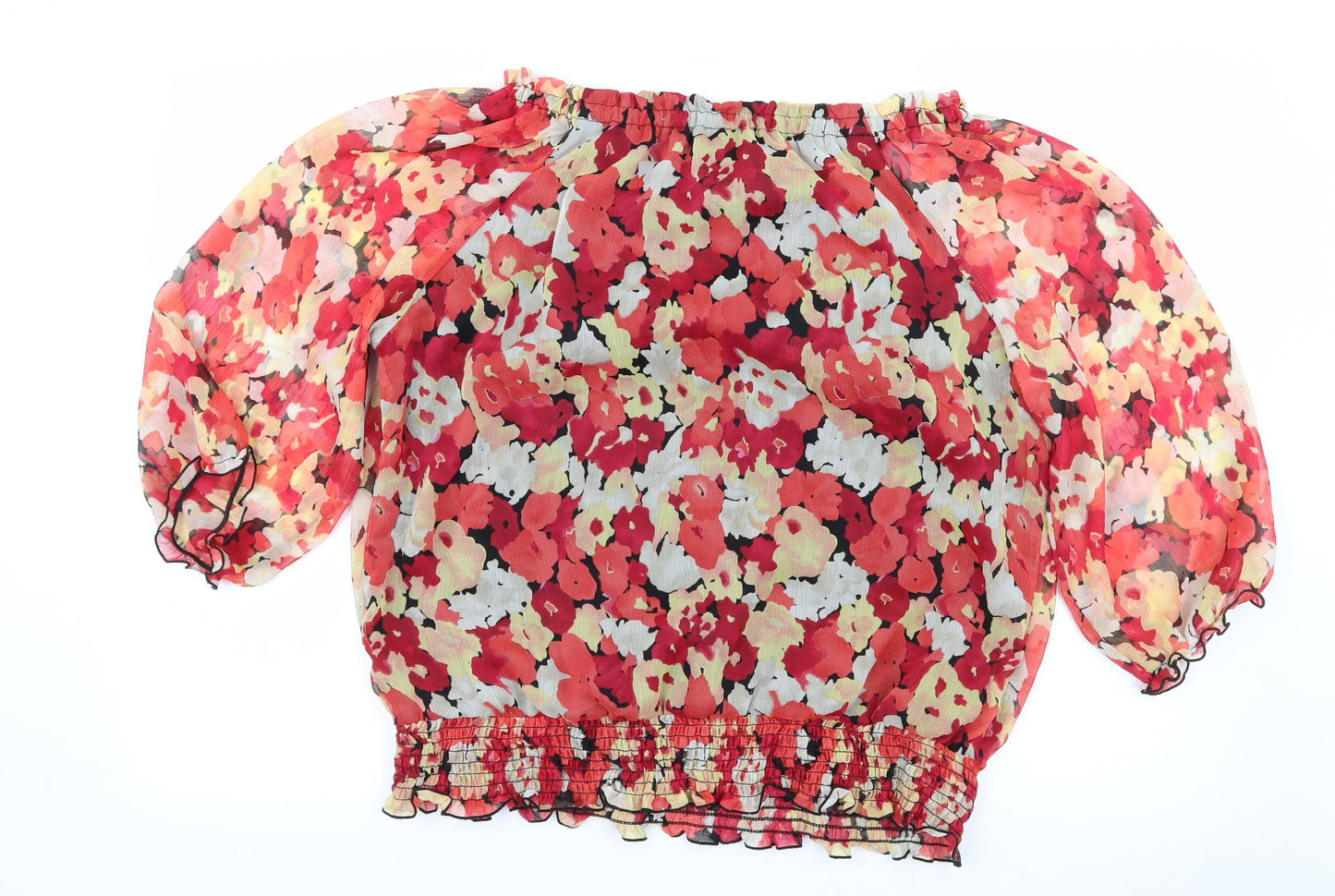 AGB Womens Multicoloured Floral  Basic Blouse Size L