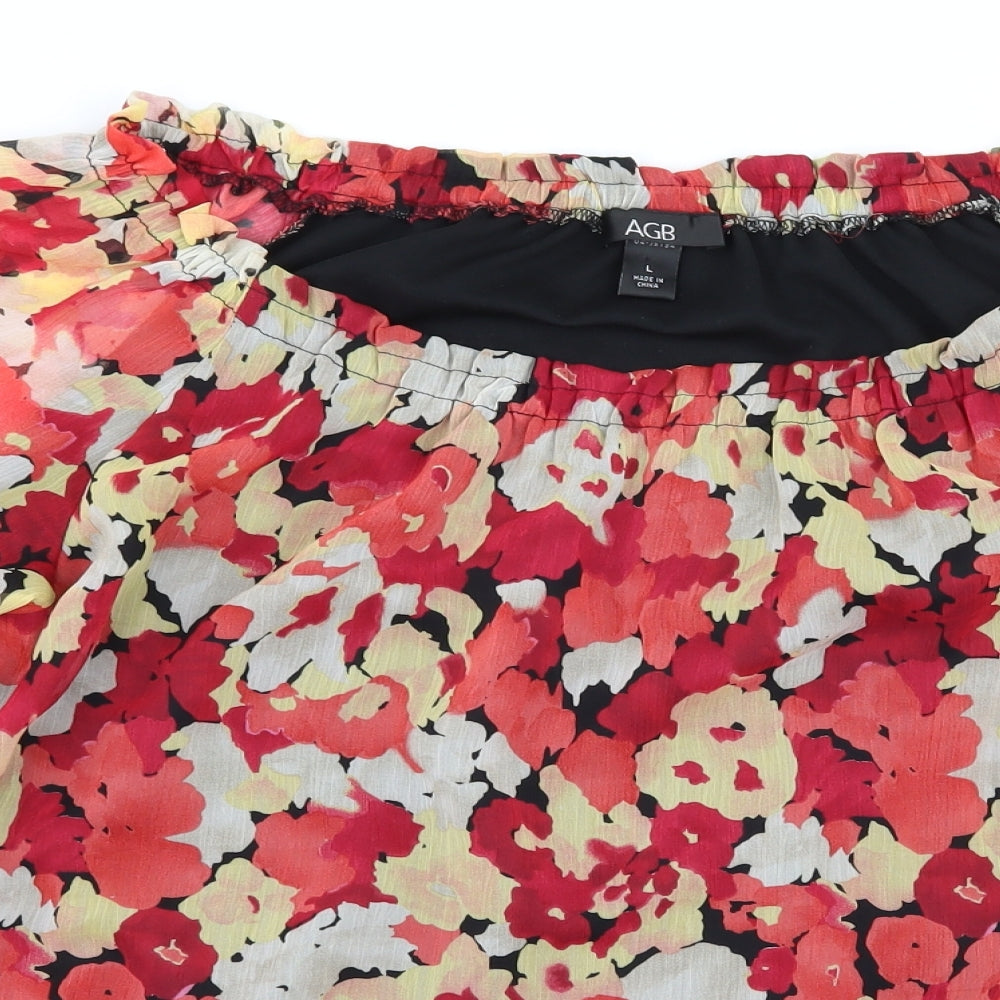 AGB Womens Multicoloured Floral  Basic Blouse Size L