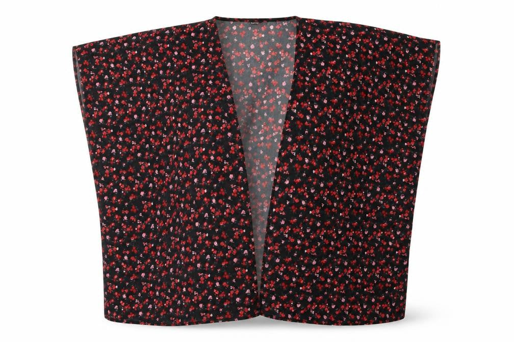 George Girls Black Floral  Kimono Blouse Size 11-12 Years