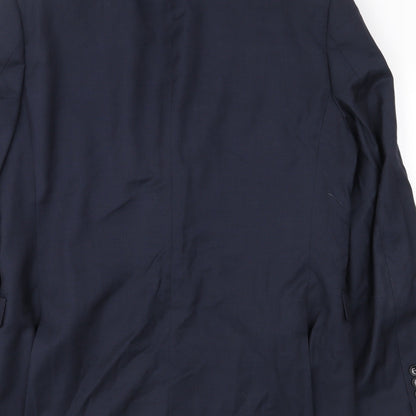 Brand and care label for Preworn men’s blue jacket suit jacket, size 40