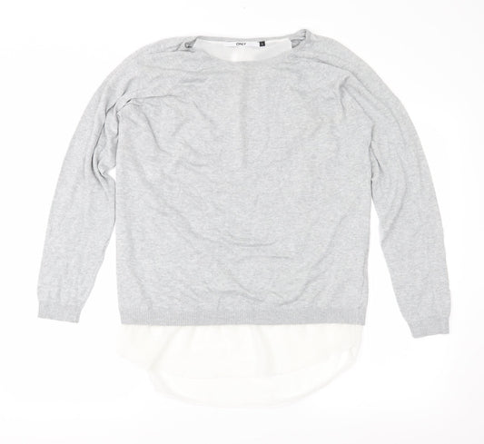 Only Womens Grey  Knit Pullover Jumper Size L