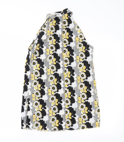 Back view of Miss Selfridge women’s black floral chiffon basic blouse, size UK 10