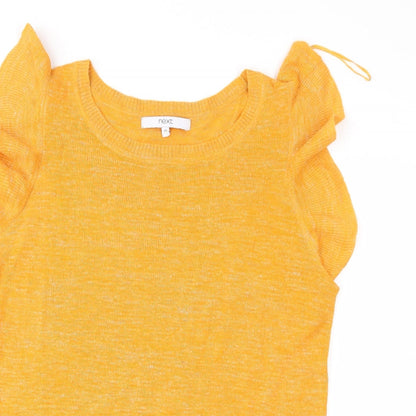 Close-up detail of Next women’s orange knit jumper, size UK 14