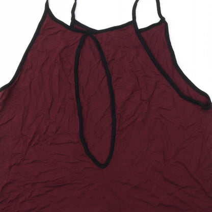 Brand and care label for Atmosphere women’s red basic tank, size UK 14