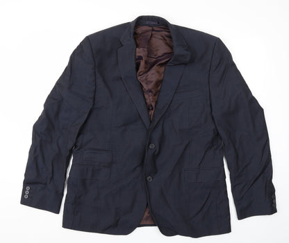 Front view of Preworn men’s blue jacket suit jacket, size 46