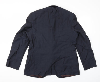 Back view of Preworn men’s blue jacket suit jacket, size 46
