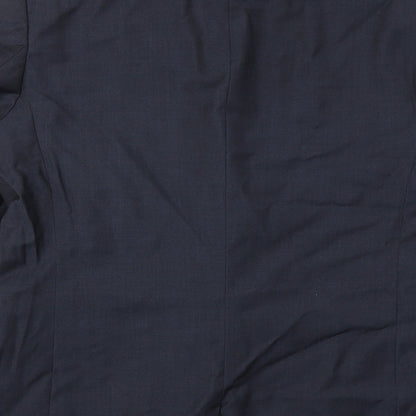 Brand and care label for Preworn men’s blue jacket suit jacket, size 46
