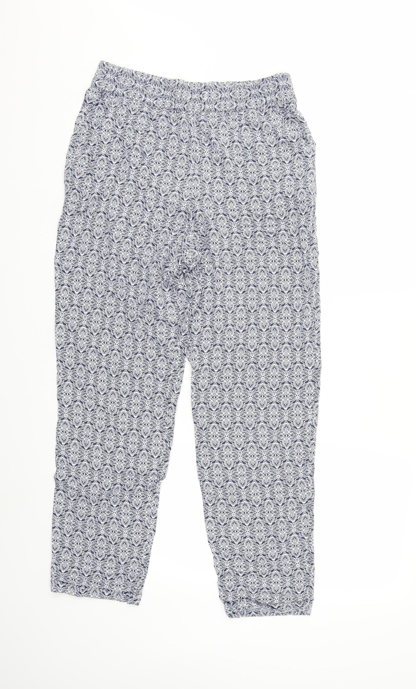 Marks and Spencer Womens Blue Floral  Trousers  Size 10 L26 in