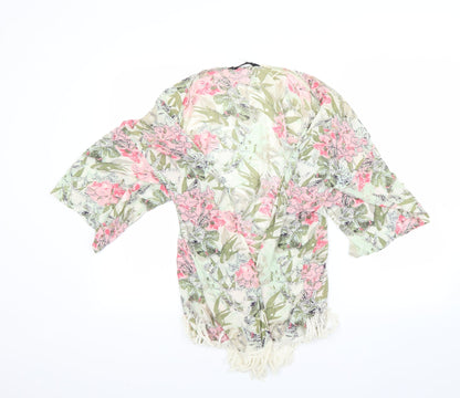 Additional front view of Preworn women’s green floral basic blouse, size S