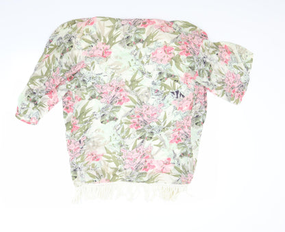 Back view of Preworn women’s green floral basic blouse, size S