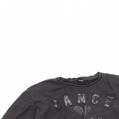Close-up detail of George girls’ brown pullover sweatshirt, size 5-6, years - dance