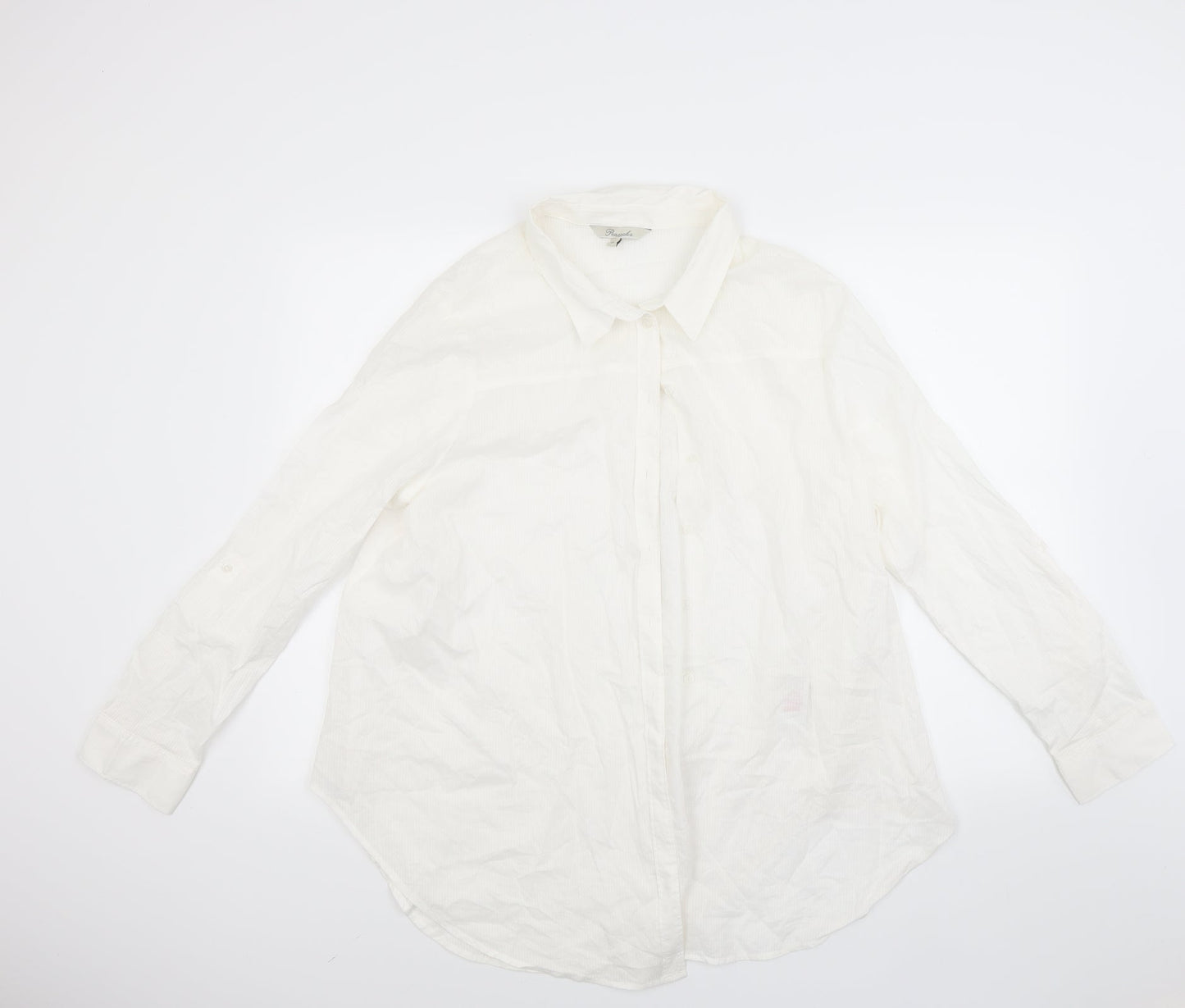 Peacocks Womens White Striped  Basic Button-Up Size 16
